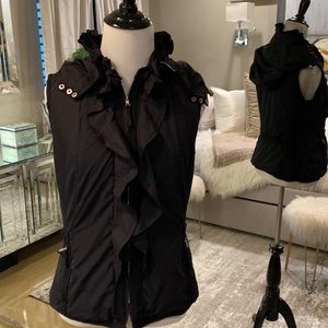 Black with front ruffle vest